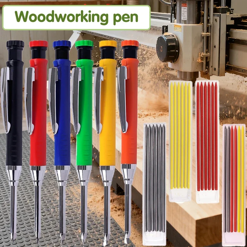 

3pcs 2.8mm Solid Mechanical Carpenter Pencil+3pcs Refills-Colorful, Suitable for Carpenters and Architects to Draw Marking Tools