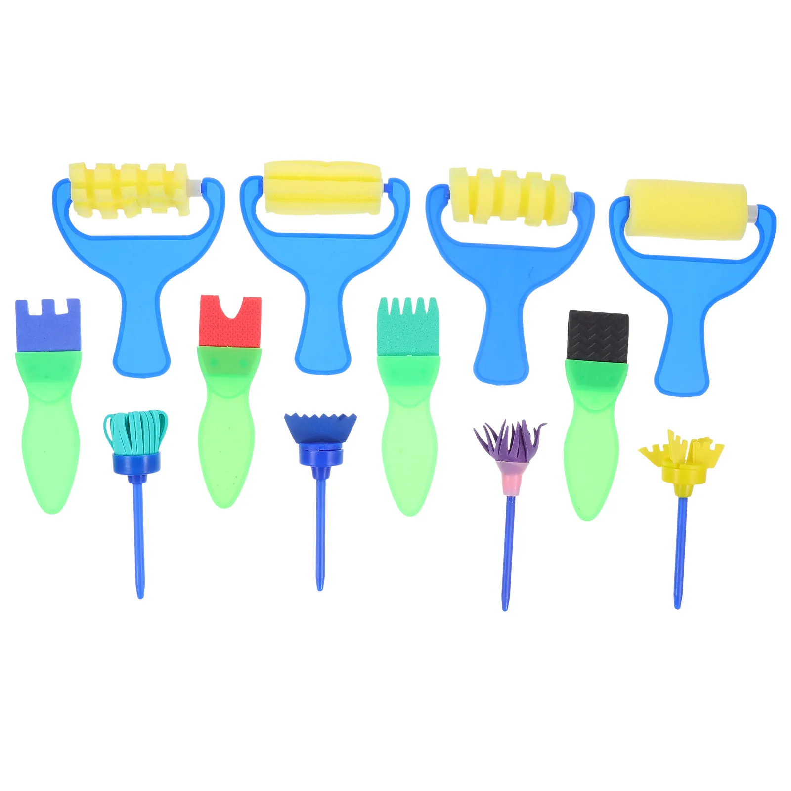12Pcs Sponge Roller Brush Set Kids Paint Sponges Soft Washable Early Education Drawing Supplies Home School Paint Roller Set