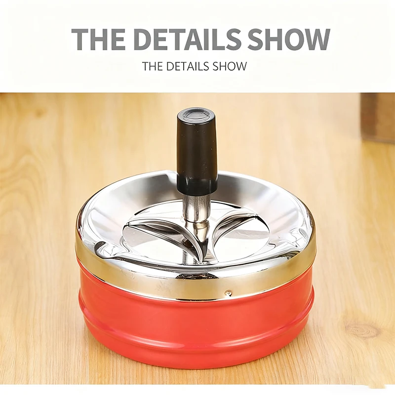 

Cool Ashtray Stainless Steel Push Down Spinning Ashtray Self-Cleaning Ashtray With Lid Cover Ash Tray for Cigarette Smoking