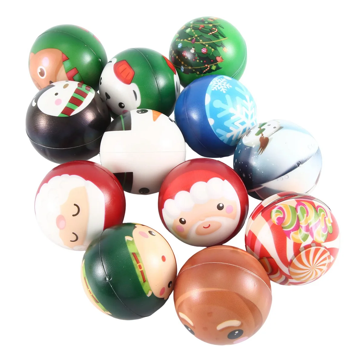 Christmas Style 6.3cm Bouncy Ball Stress Relief Sponge Stress Ball Christmas Toys Decorations