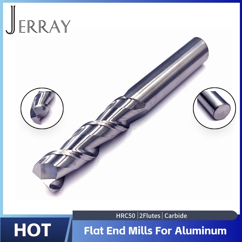 HRC50 2 flauti D4 6 8 10 12mm frese a candela piatta per fresa CNC in alluminio punte a spirale lavorazione acciaio al tungsteno in lega
