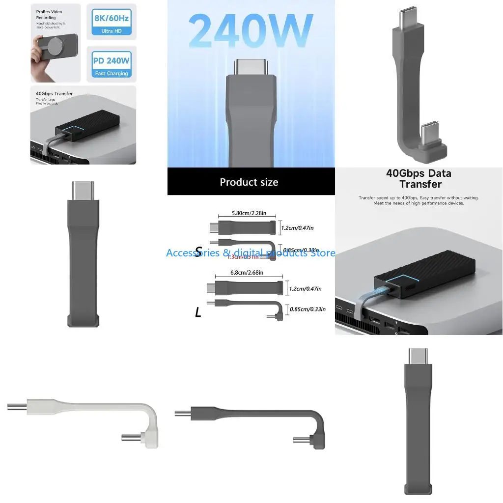 77JD Elastic PVC Type C Cable Compatibility for Various Gadgets Supporting 40Gbps Data 60W/100W/240W Fast USB C Chargers Cable