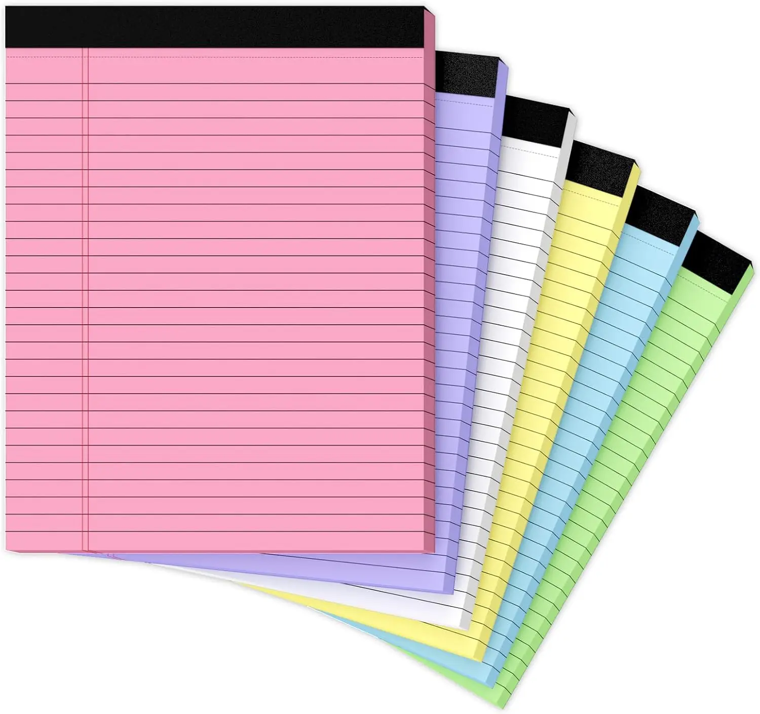 

Набор из 6 цветных блокнотов для записей, 8,5 x 11 дюймов, с широкой разлиновкой, разноцветные перфорированные блокноты с прочной основой для школы, дома, офиса