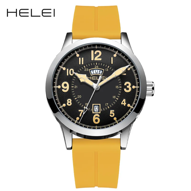 HELEI Originalmarke Outdoor-Sportuhr für Herren, wasserdichte Quarzuhr mit Leuchtfunktion