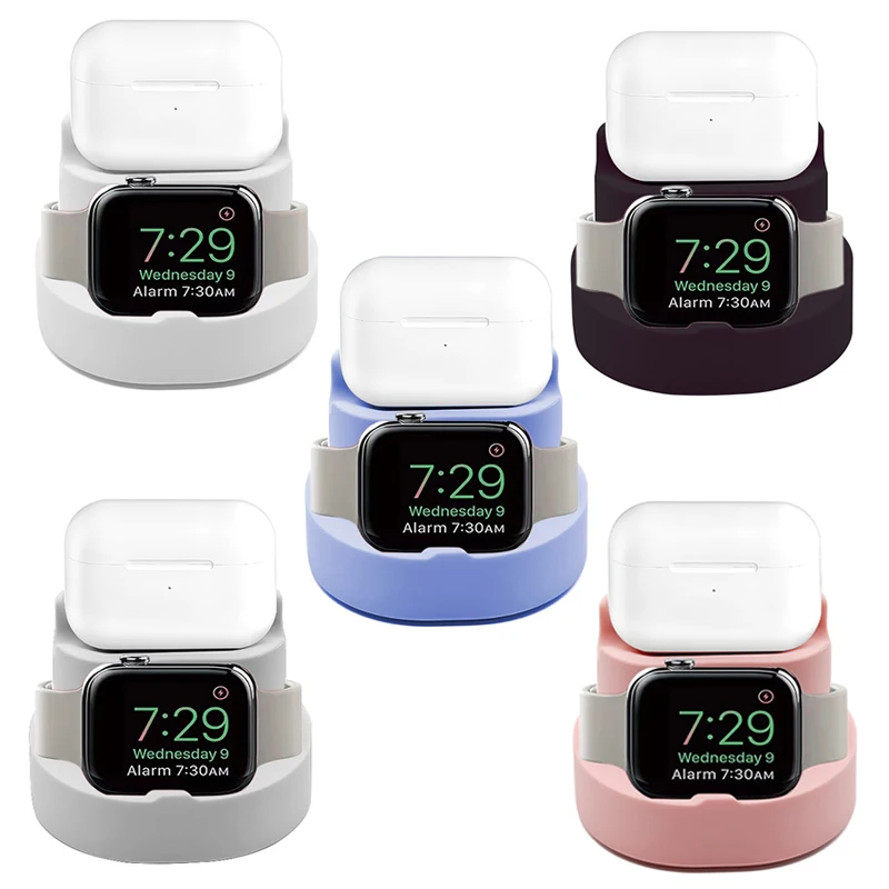 3 In 1 Watch Earphone Silicone Charging Stand for Apple Watch 7 6 5 4 3 2 1 SE IWatch IPhone Airpods Charger Base Dock Station