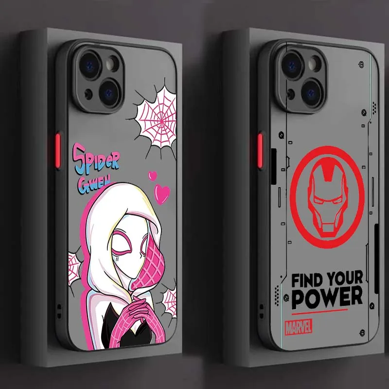 Marvel Spiderman Avengers Cool per Apple iPhone 17 Air 16 15 14 13 12 11 XS X Pro Max Plus Custodia per telefono traslucida satinata