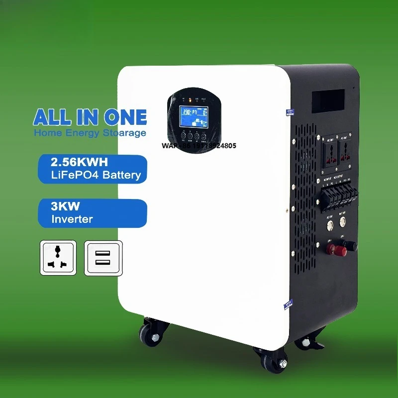 

24V 25.6V 100Ah LiFePO4 Battery 2.5kWh All in One Mobile ESS Built-in 3kw Hybrid Off-grid Inverter Backup Power for Home