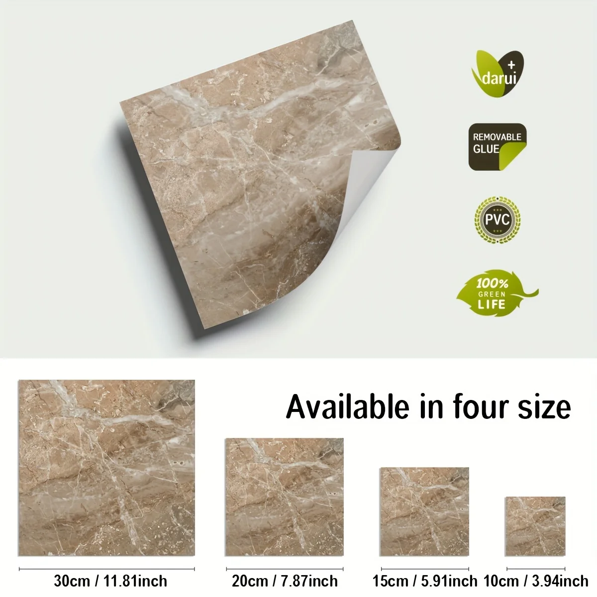 12PCS Beige Marble Gold Crackle Pattern Thickened Moisture-proof Waterproof Scratch-resistant Self-adhesive Removable Wallpaper