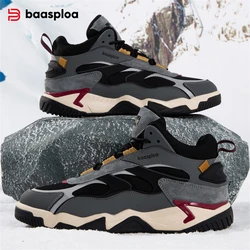 Baasploa homens tênis de inverno couro à prova dwaterproof água sapatos esportivos para homem conforto pelúcia quente masculino tênis antiderrapante tornozelo tenis