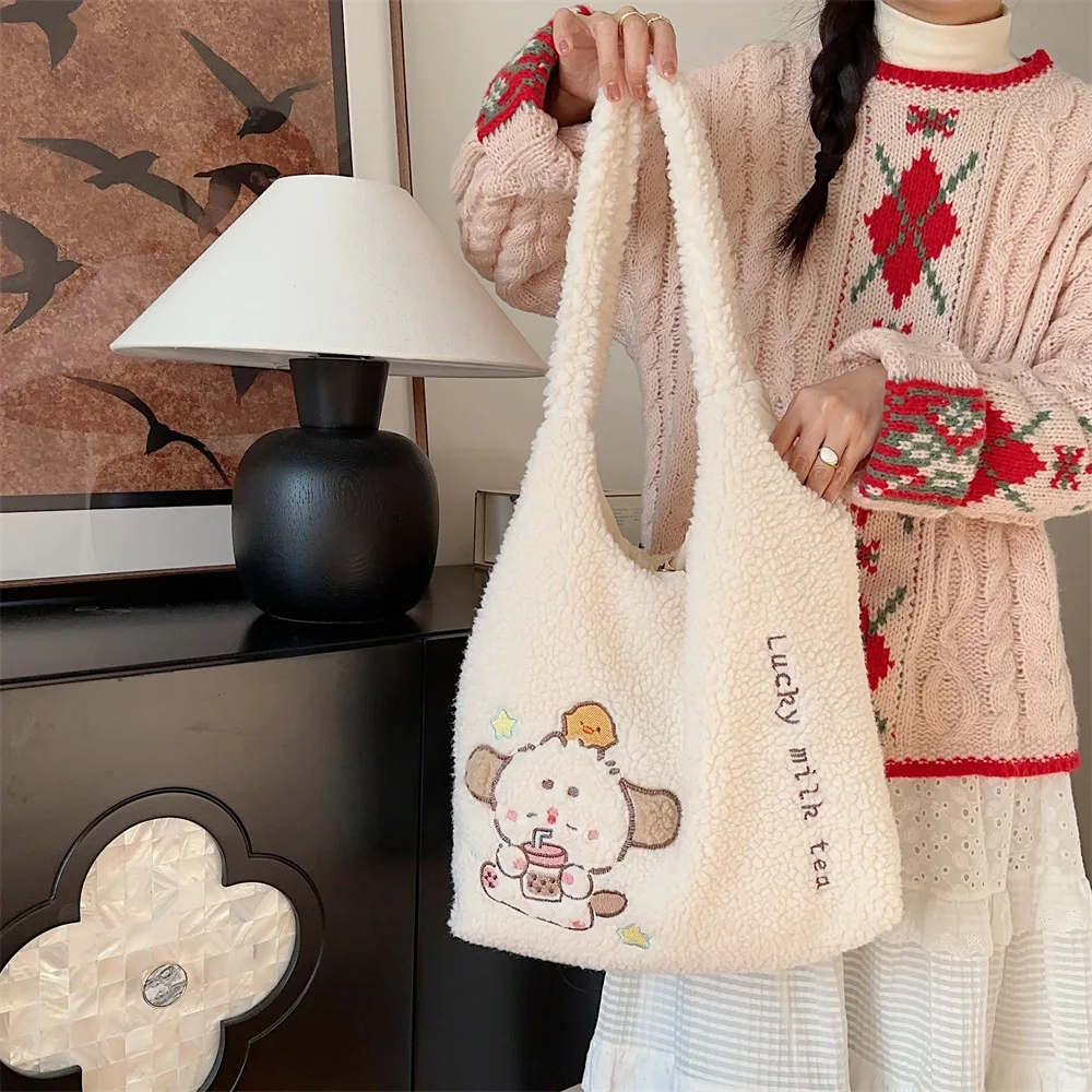 

Корейская сумка-тоут на осень-зиму с вышивкой собаки, большая сумка-тоут Capaci, сумка на одно плечо для женщин, очаровательная тема домашнего животного