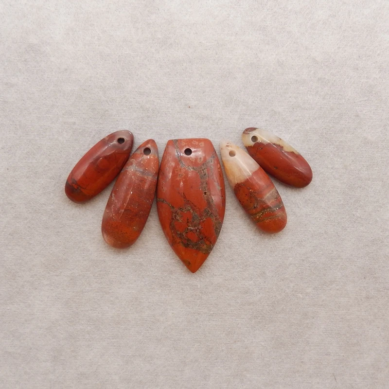 

Handmade Natural Stone Red River Jasper Jewelry Cabochons Earrings Pendant Beads 24x10x5mm 38x19x6mm 19.3g for Party & Gift