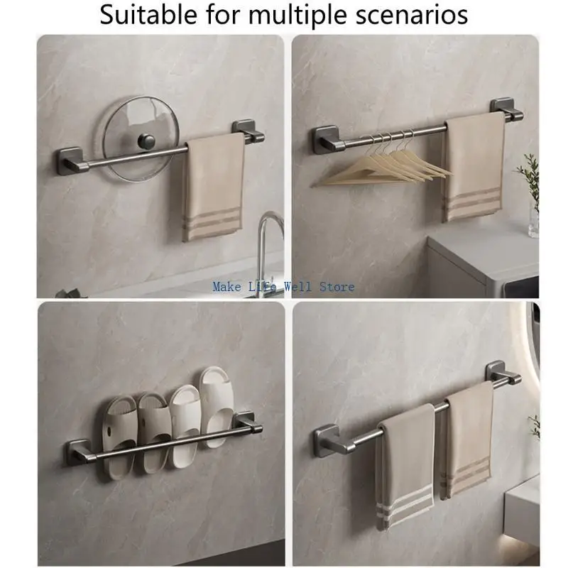 Bathroom Towel Rack Convenient Wall Mounted Towel Bar Adhesive Organizers