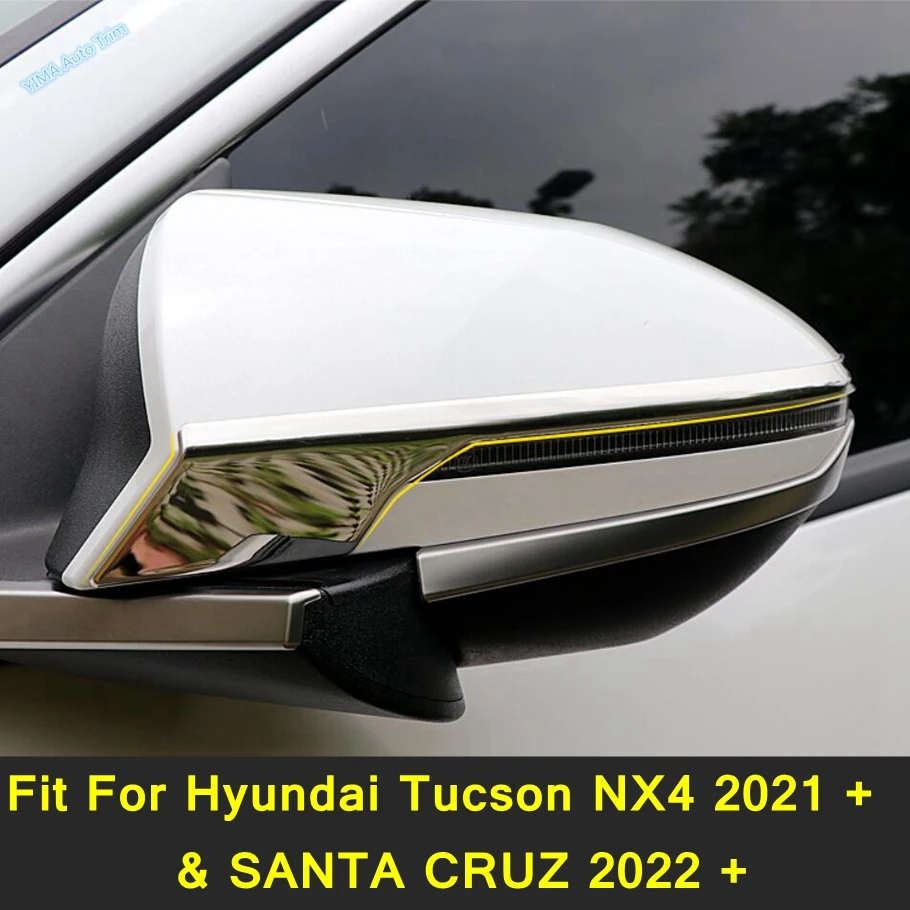 

Stainless Steel Rearview Mirror Anti-Scratch Protector Kit Cover Trim For Hyundai Tucson NX4 2021 -2025 & SANTA CRUZ 2022 - 2024