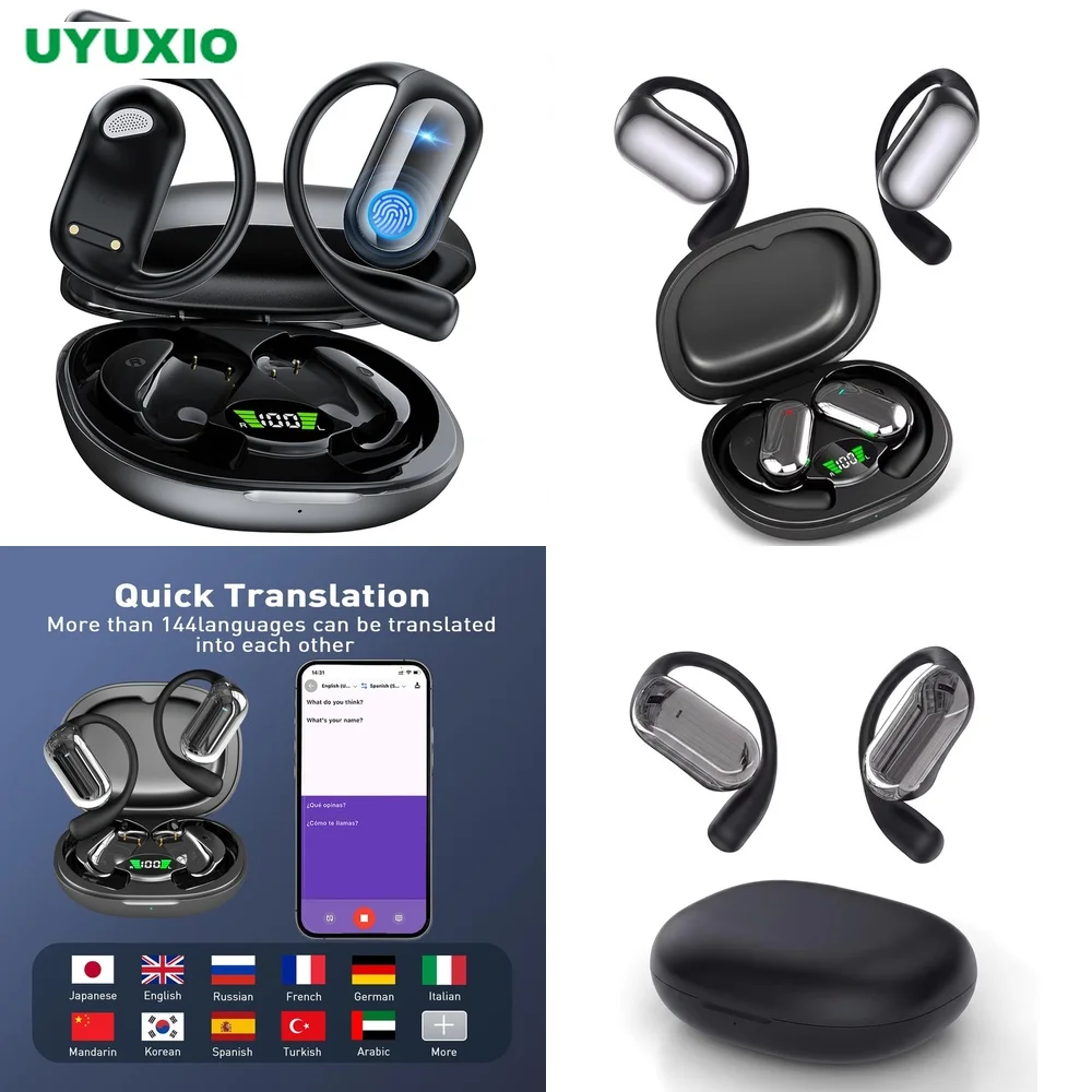 AI Translation Earbuds Real-Time Translation OWS BT 5.4 No Subscription Open-Ear 144 Languages 4 Modes Wireless Earbuds New