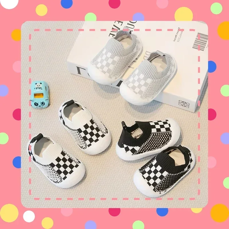 Классическая стильная детская обувь на мягкой подошве для предотвращения столкновений, модная обувь с сеткой, детская дышащая домашняя и уличная обувь