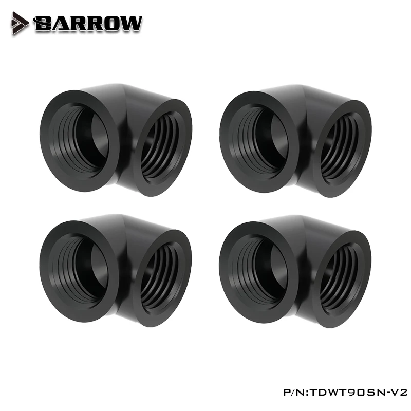 Barrow 4 шт. фитинги 90 градусов G1/4 дюйма, двойной внутренний адаптер фитингов водяного охлаждения, TDWT90SN-V2