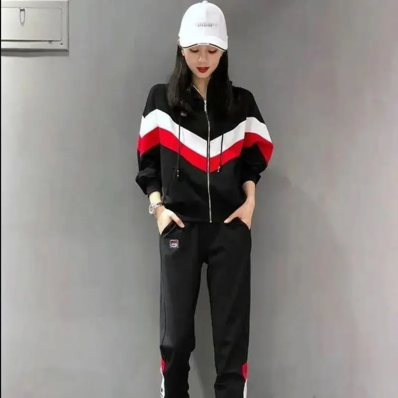 

Women's Tracksuit 2022 Autumn Winter New Korean Loose Long Sleeve Coat And Slim Pants Two Piece Set Leisure Fashion Sports Suit