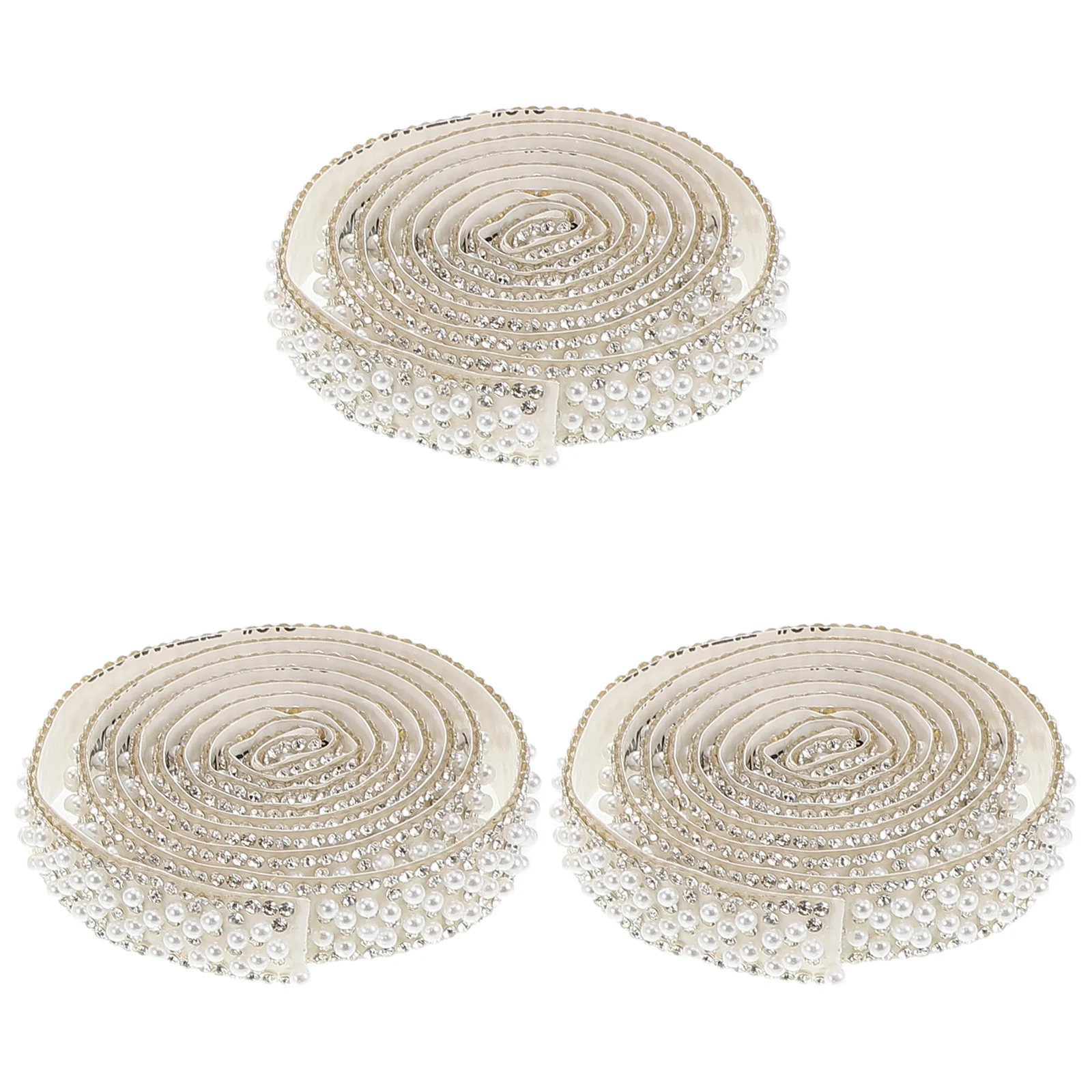 

3Rolls 1.5Cm Pearl Rhinestone Trim Self Adhesive Bling Craft Ribbon For Diy Wedding Party Birthday Decoration Handicraft Sewing