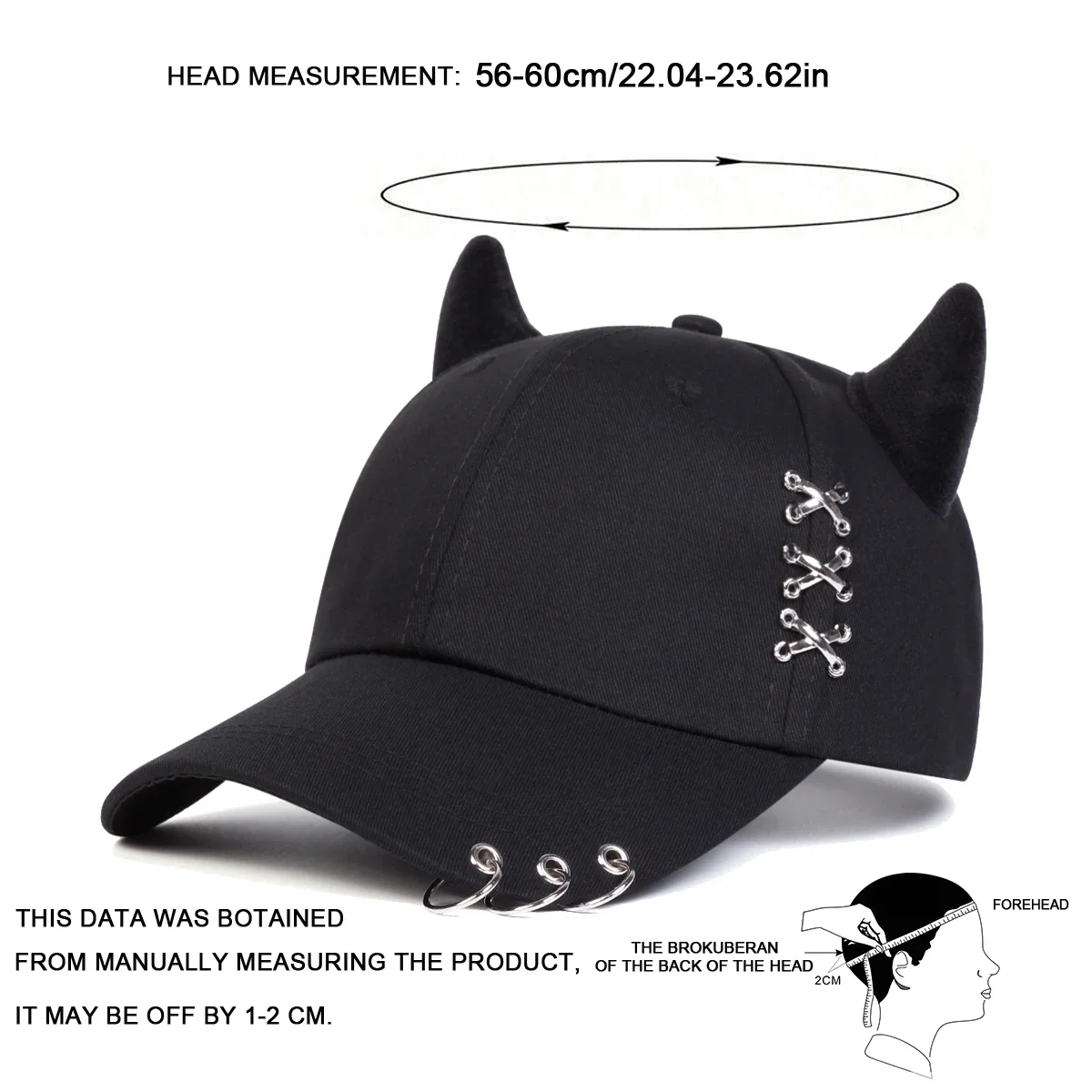 Unisex XXX Iron Ring Bull Horn Personality Baseball Caps Spring Autumn Outdoor Adjustable Casual Hats Sunscreen Hat
