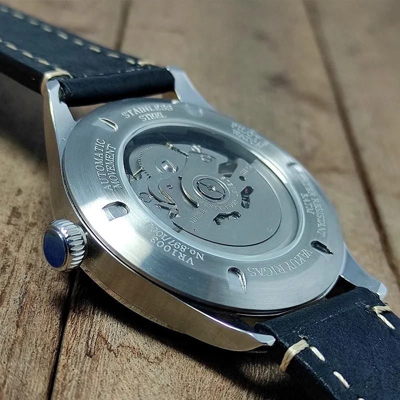 التلقائي شكل ميكانيكي Latty Business Jinggong NH35A مؤشر مضيء التقويم فقاعة مرآة جلدية للرجال