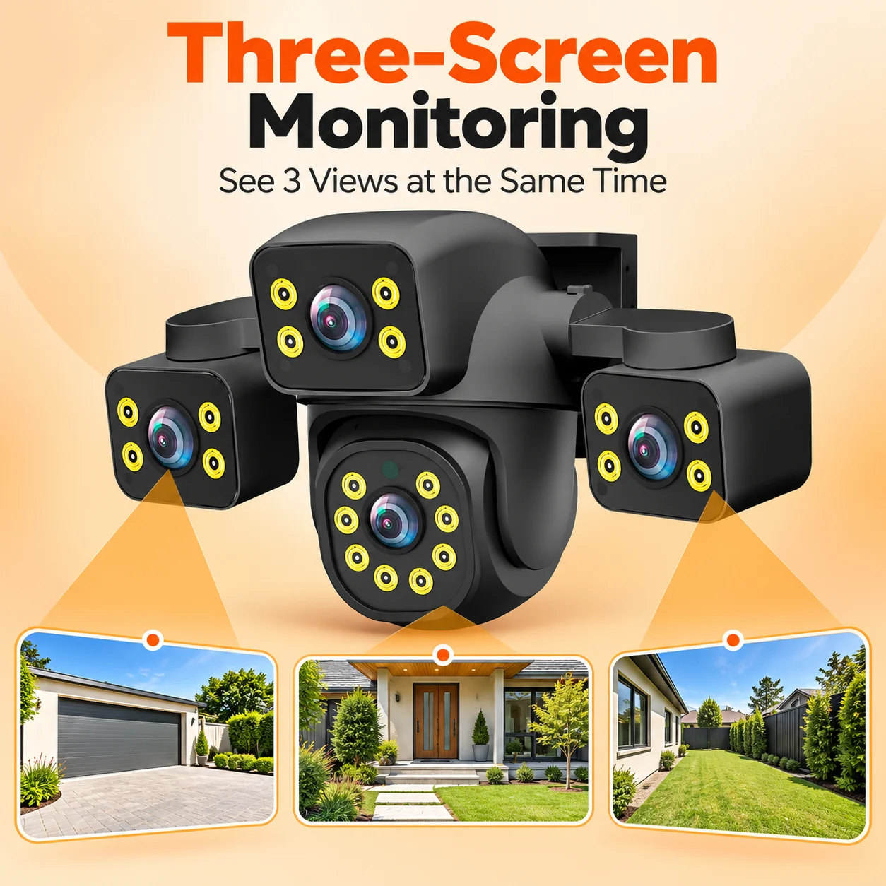 Tuya 4K 15MP Three Lens with Three Screen  Wifi Security Camera Auto Tracking Smart Life Wireless CCTV Video Surveillance Camera