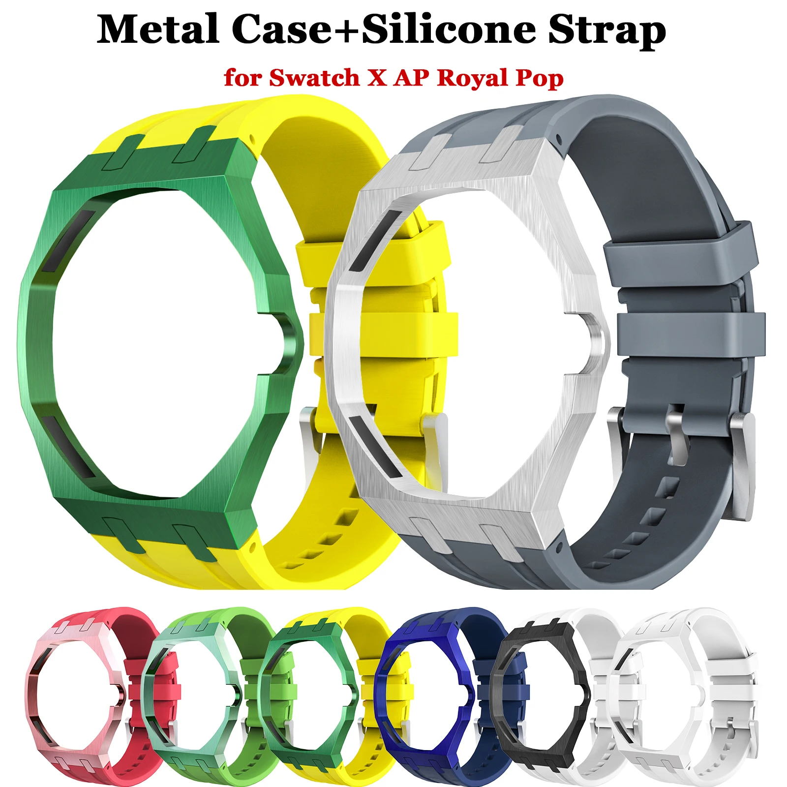 2IN1 Metal Case+Silicone Strap For Swatch X AP Roya Po Pocket Watch Changer To Wristwatch Integrated Modification Accessories