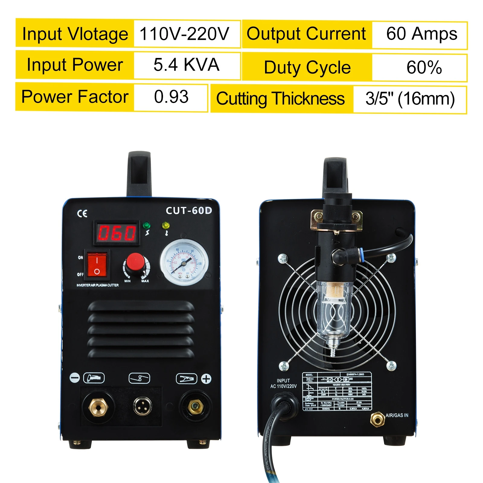 VEVOR 40A 50A 60A HF Air Plasma Cutter DIY 12/14/16mm Cutting Thinkness Inverter IGBT Metal Repairing Machine Welding Equipment