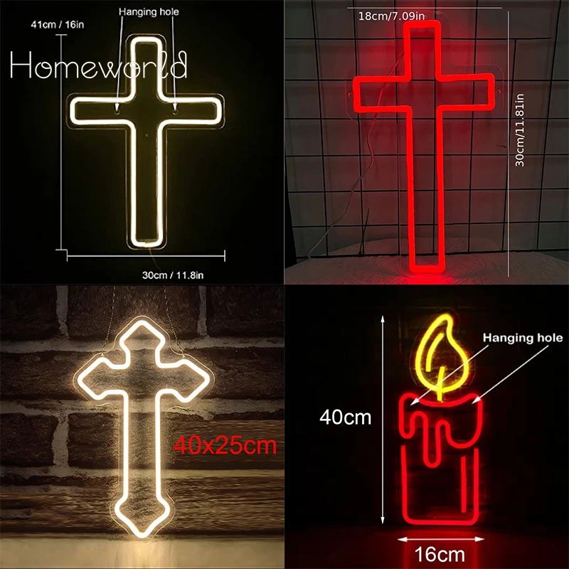 Cross Shaped Neon Sign Custom Prayer LED Neon Light Logo Decor Church Room Home Wall Hanging Party Festival Gift USB with Dimmer