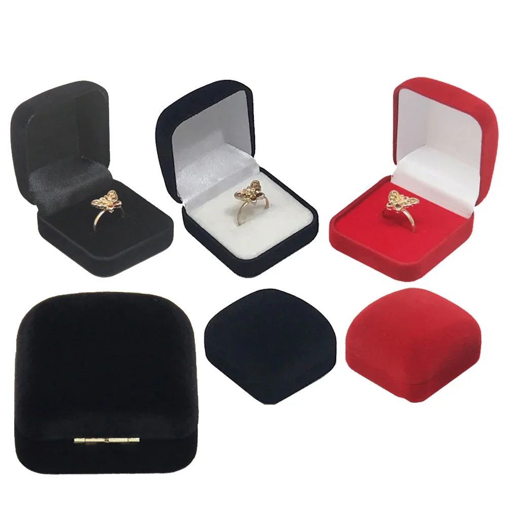 Quality Velvet Ring Jewelry Storage Box Red Wedding Diamond Ring Packaging Box Earring Stud Organizer Diplay Gift Box Party Case