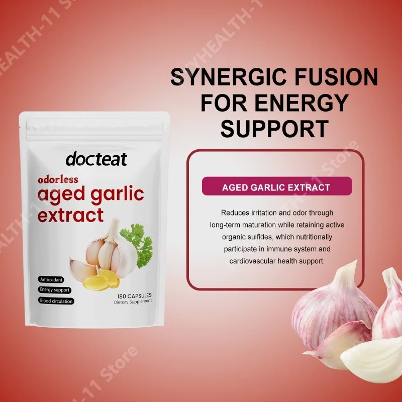 Aged Garlic Extract Odorless Garlic Softgels Dietary Supplement Immune Support Heart Wellness Energy Support Natural Antioxidant