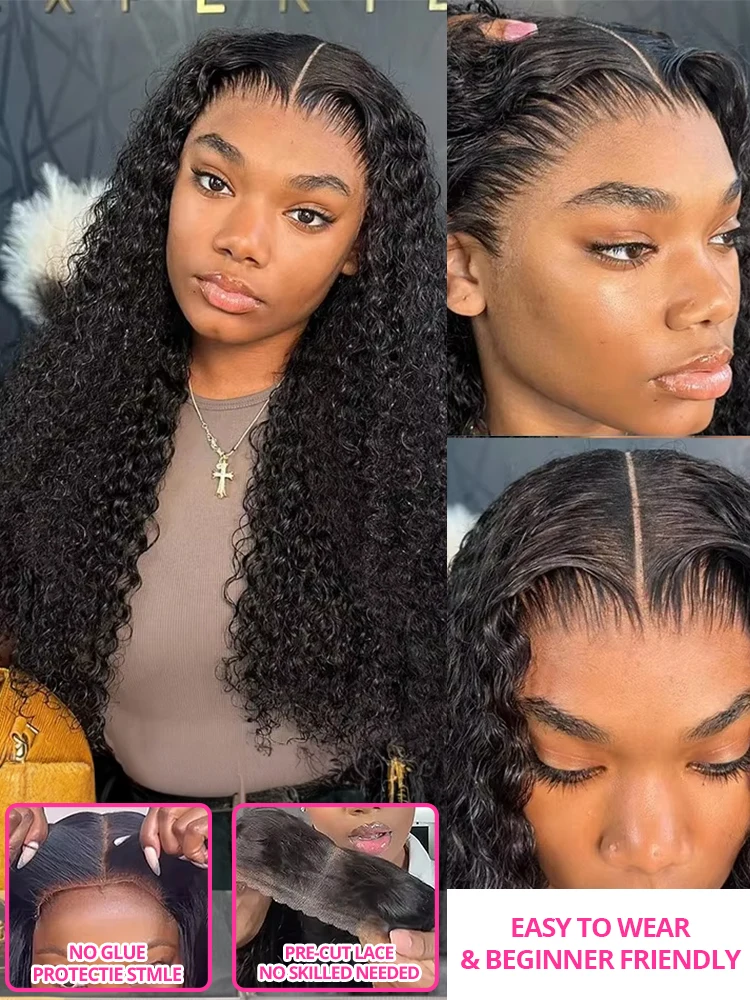 200% الكثافة موجة عميقة شعر مستعار أمامي غلويليس شعر مستعار شعر الإنسان جاهز للارتداء والذهاب 7x5 شعر مستعار بدون صمغ شعر الإنسان شعر مستعار بشري مجعد #4