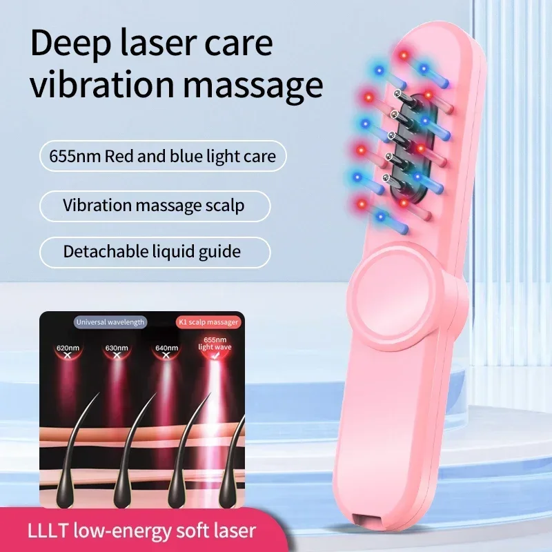 Electric Massage Comb Vibration Red Light Therapy Hair Growth Massage Scalp Brush Anti Hair Loss Liquid Oil Applicator