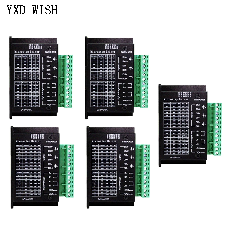 

5pcs Stepper Motor Driver TB6600 Upgrade Nema 23 Nema17 4A DC9-42V For NEMA23 Stepper Motor CNC Router Controller For 3D Printer