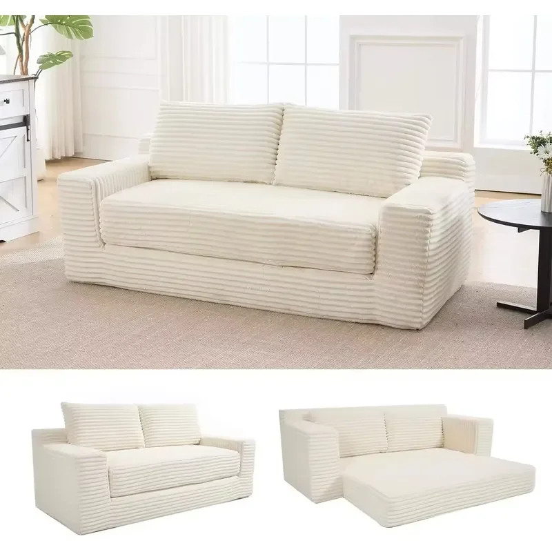 Wholesale Compression Sealed Vacuum Package Living Room Furniture High Density Foam Sofa Bed Two Seat Modern Design Corduroy
