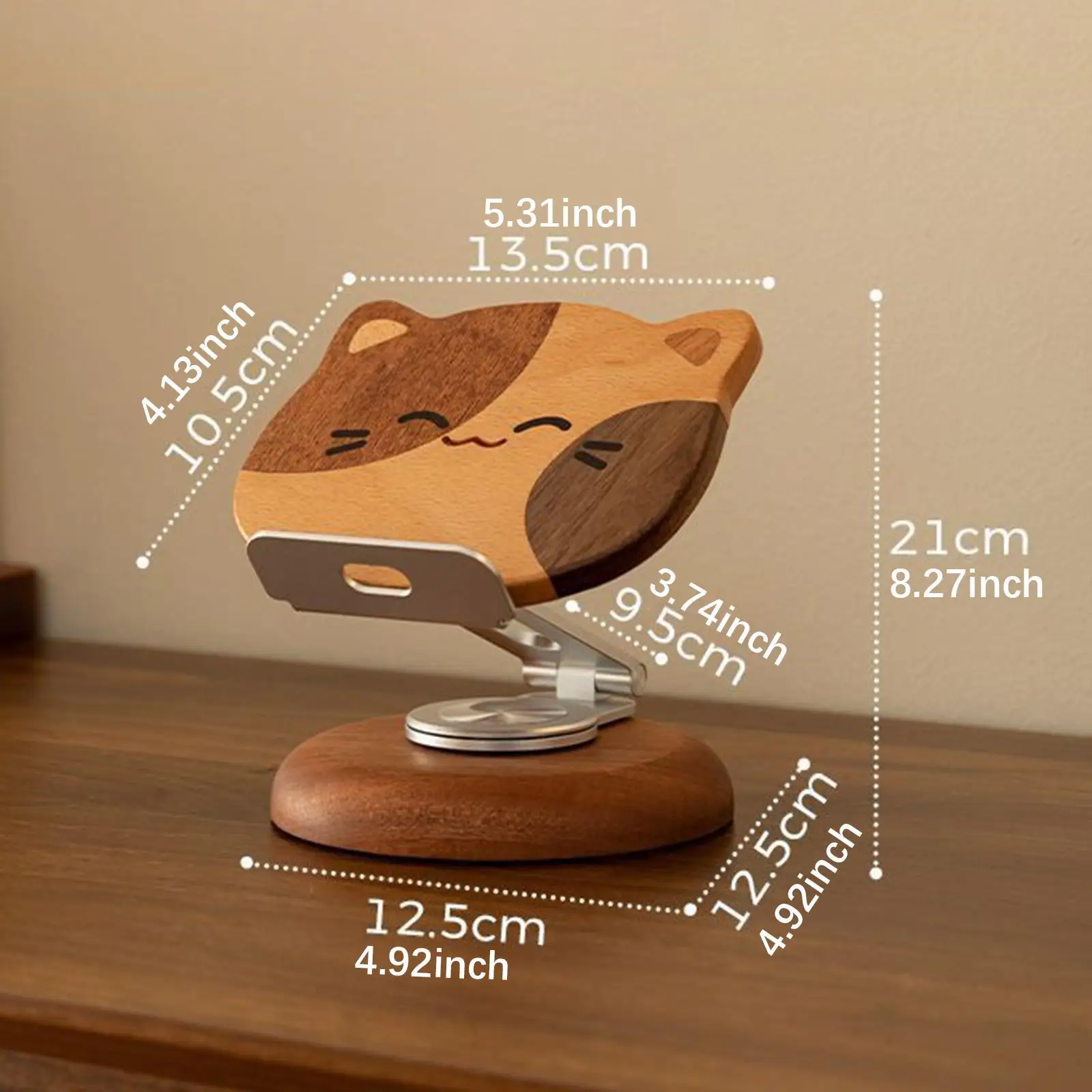 แมวไม้เดสก์ท็อปผู้ถือโทรศัพท์น่ารัก Universal ของขวัญหมุนได้ 360 องศาแบบพกพา Lazy Bracket ขาตั้งแท็บเล็ต Tabletop เครื่องประดับ