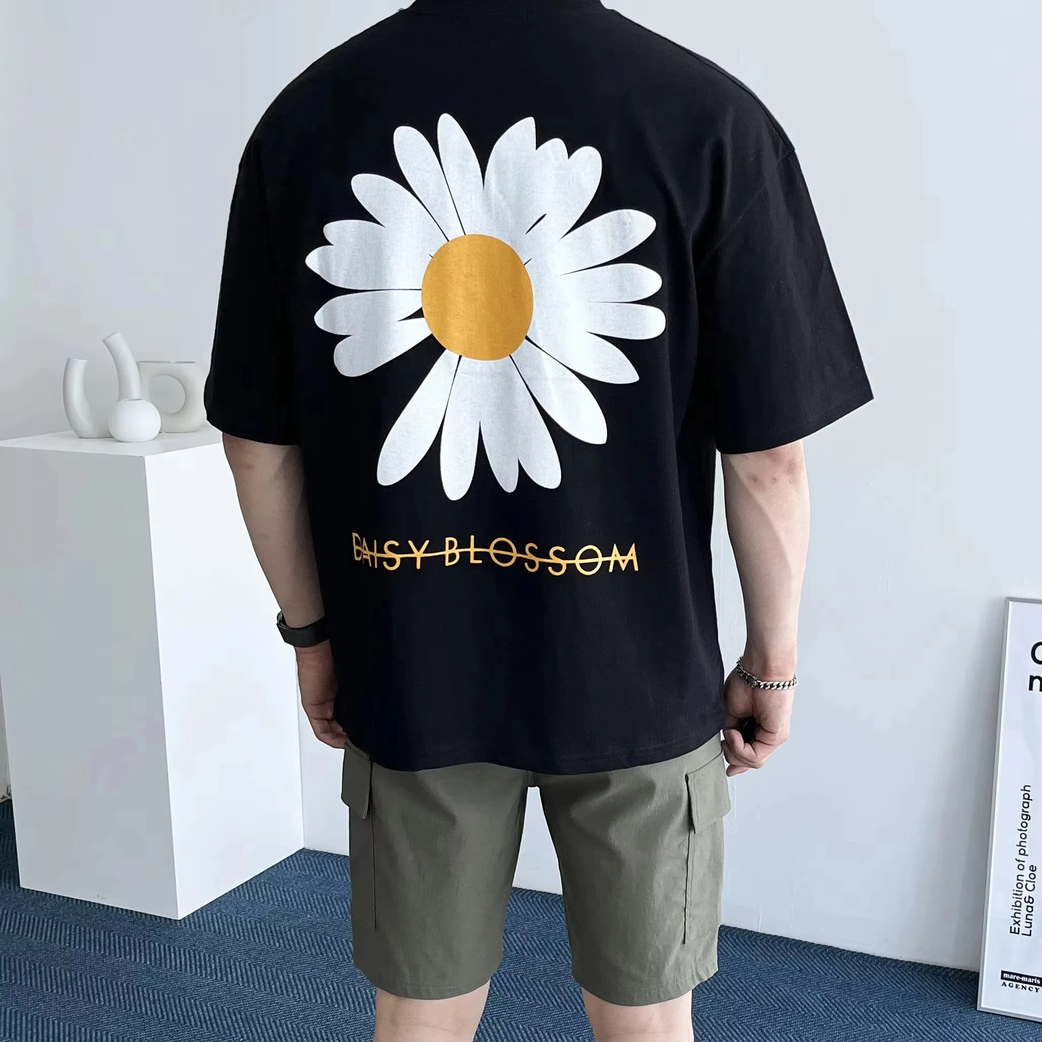 

Motorcycle 2025 new sunflower pattern summer short-sleeved 2K Harajuku T-shirt women's letter print street T-shirt