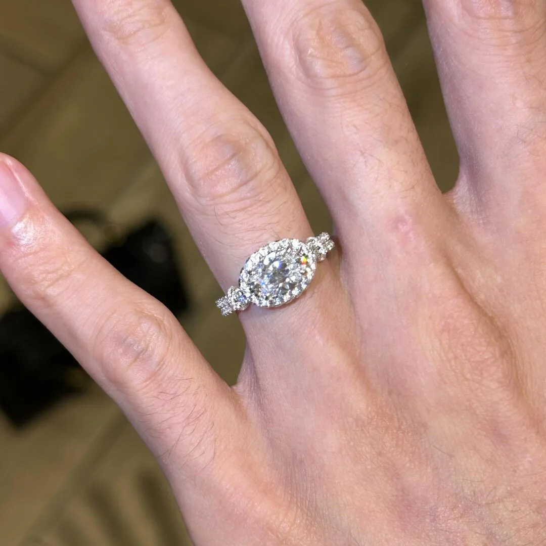 Fashion Light Luxury Elliptical inlay Diamond rings for women Opening Elegant and High End Sparkling Ring Wedding Jewelry Gift