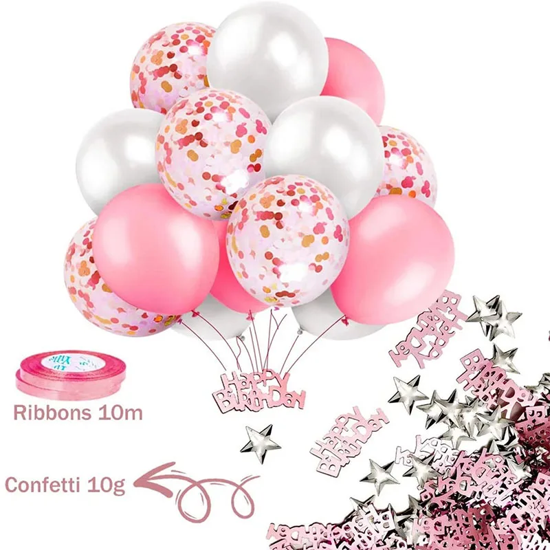 Palloncini foil rosa buon compleanno Decorazioni per feste principessa Ragazza per bambini adulti 1 2 3 4 5 6 7 8 9 10 15 25 30 35 40 50 60 anni