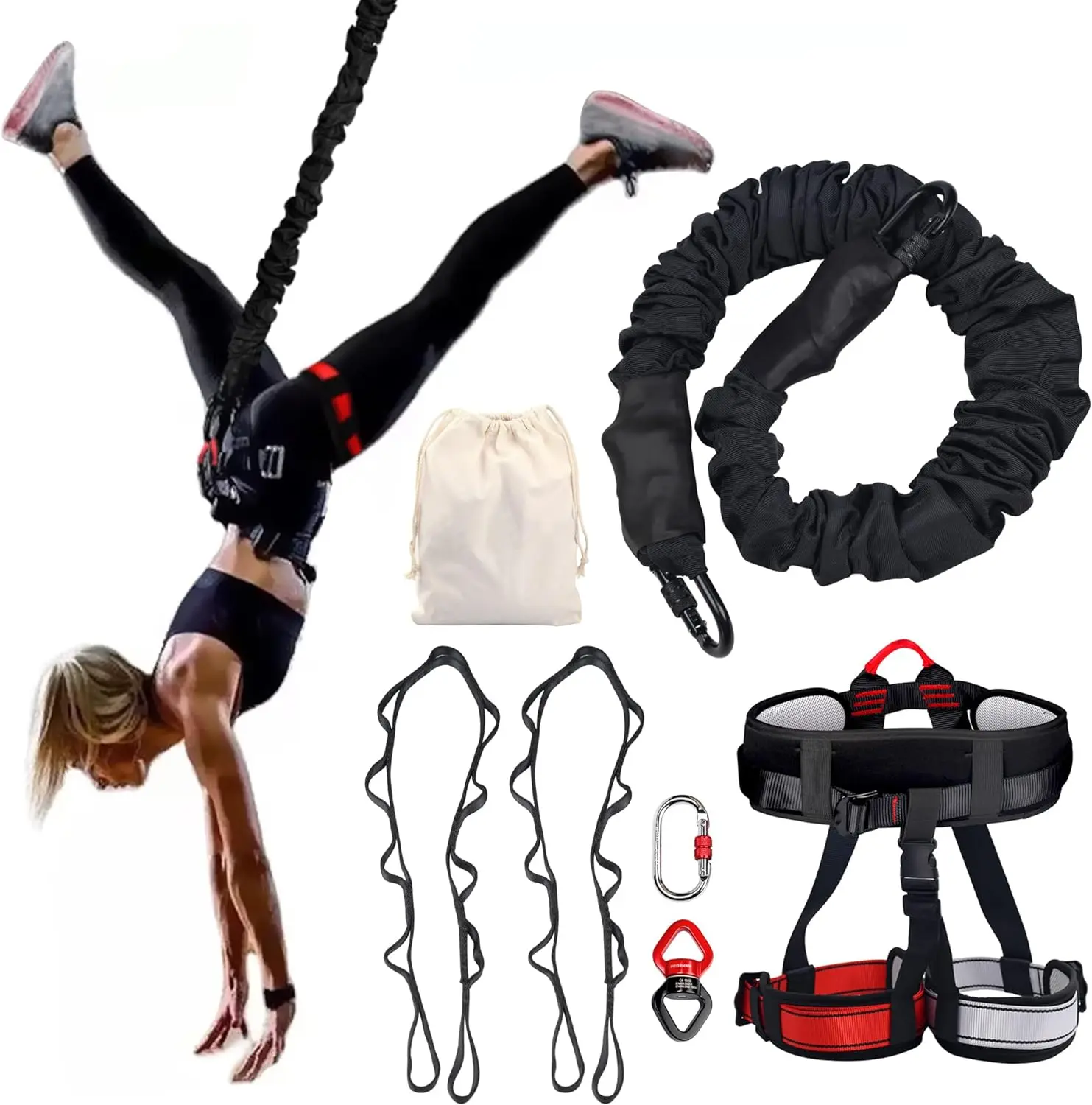 

Bungee Fitness Equipment Set, Elastic Resistance Bands, Anti Gravity Dance Rope Bands Complete Accessories For Dance, Home, Gym