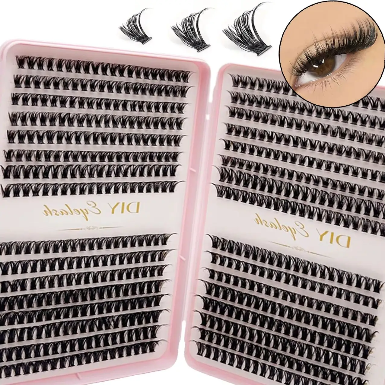 640pcs DIY D-Curl Eyelashes 10-14mm Natural Look Wispy Lashes 40P/80P Cluster for Personal Use