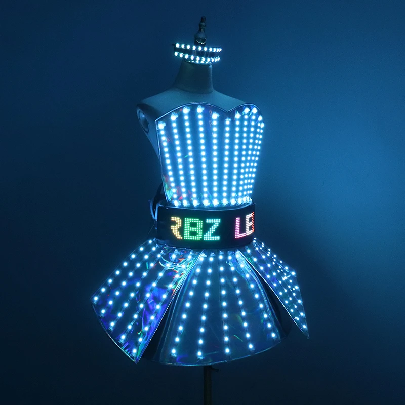 Vollfarbiges LED-Kostüm, Laserspiegel, leuchtendes Kleid, Bar, DJ, Gogo, Tänzer, Sänger, Bühne, leuchtende Kleidung, Damen, Abend, Geburtstag, Outfit