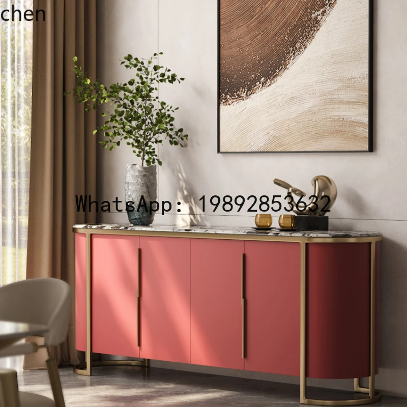 light luxury natural marble dining side cabinet high-end modern wall solid wood decorative cabinet