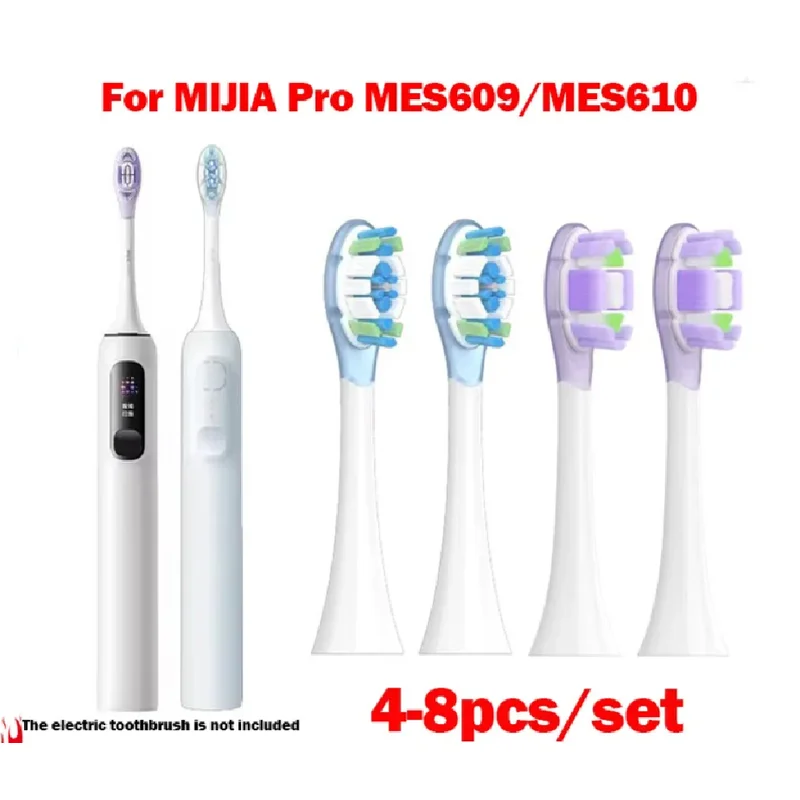 Replacement Brush Heads for XIAOMI MIJIA MES609/610 Pro 4/8PCS Sonic Electric Toothbrush Sealed Package Brush Heads Soft