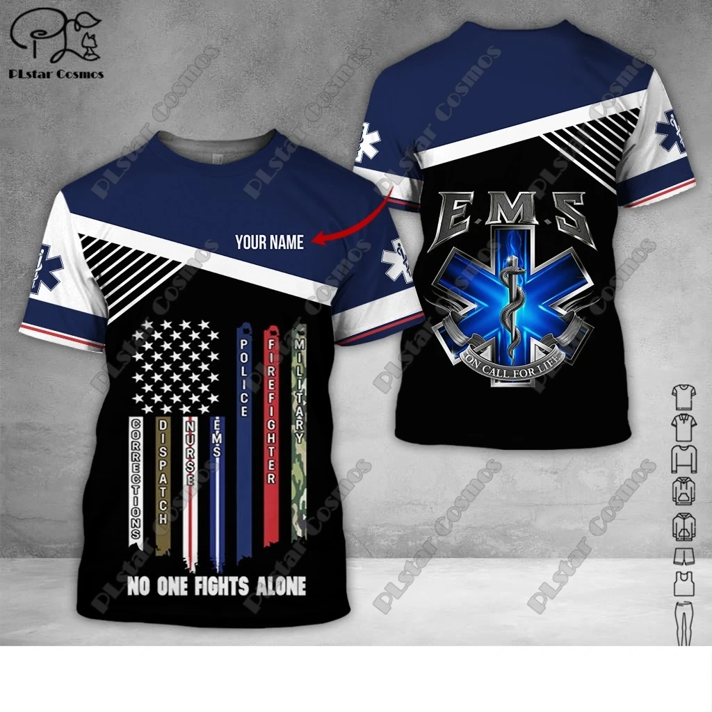 PLstar Cosmos EMS Emergency Medical Service 3D Print New Fashion Summer T-Shirts Short-Sleeve Tee Men/Women Casual Streetwear 1