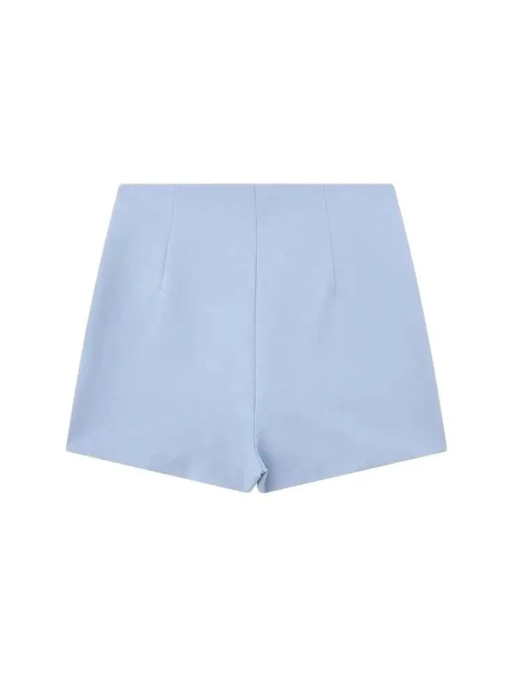 Women Fashion With Slit Short Skirts Vintage High Waist Side Zipper Female Skort Mujer