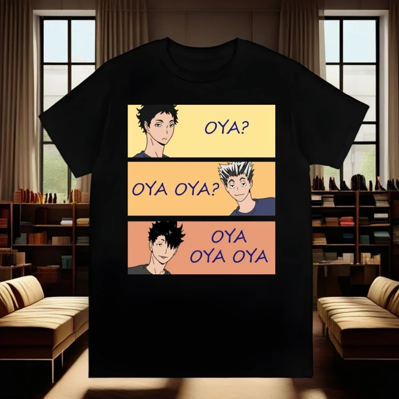 

Anime Oya Oya Oya Haikyuu Manga Shoyo Kuroo Bokuto Volleyball T Shirt Men Shirts Quality Summer Top Tshirts Short Sleeves Tees