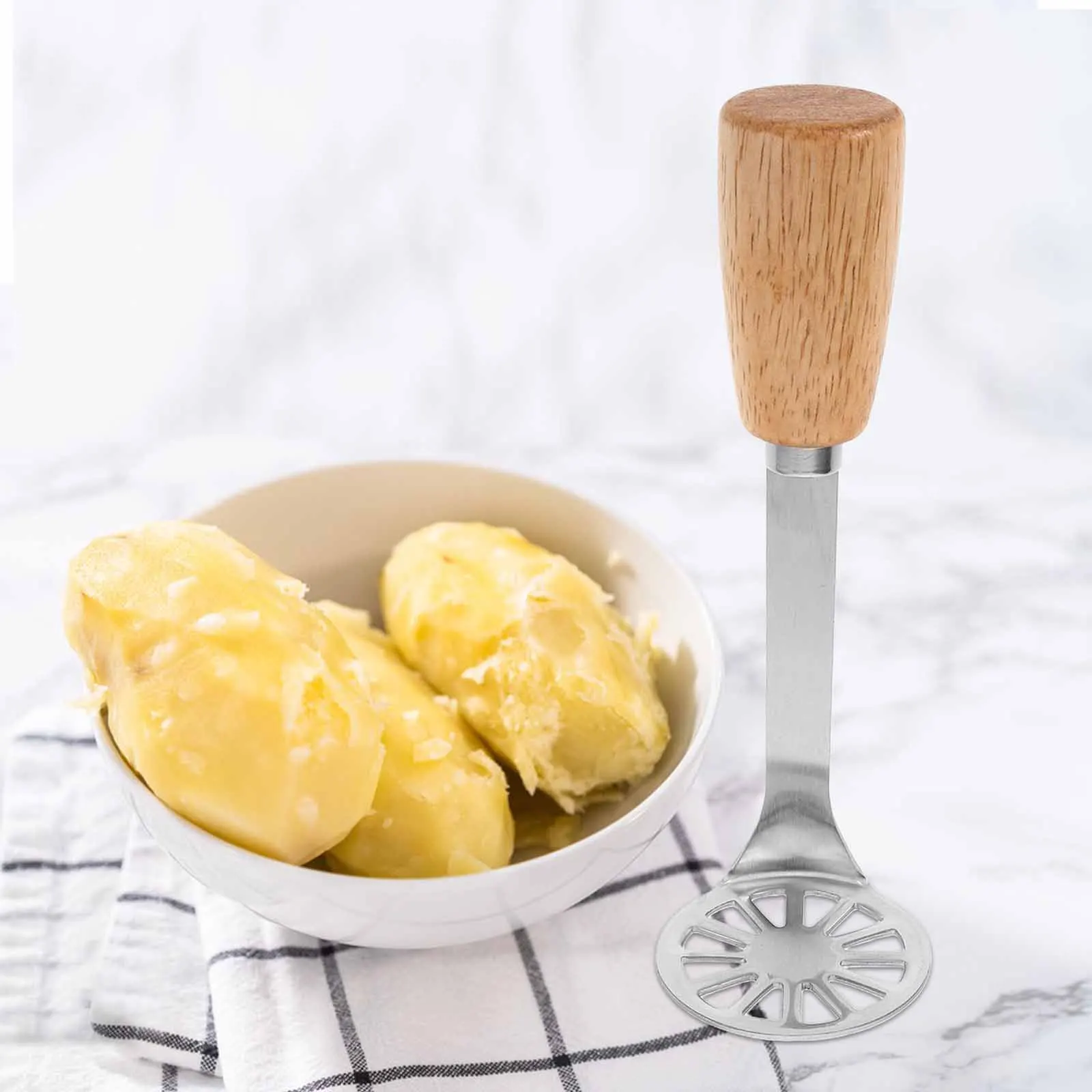 

Masher Food Utensil Light Brown Potato Avocado Baby Pumpkins Kitchen Gadgets Stainless Steel Camping Travel Accessories