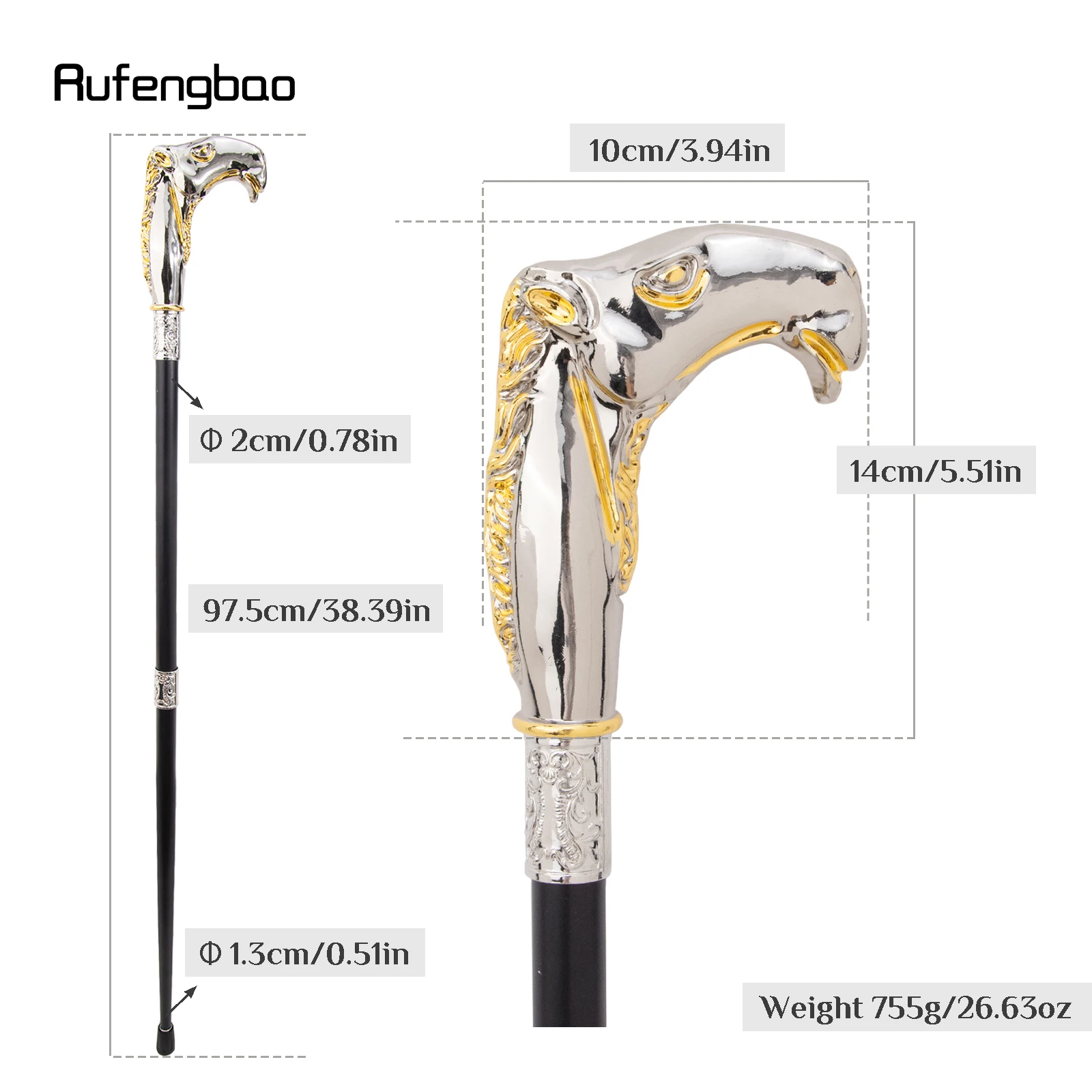 Golden White Camel Head Cane Fashion Stick Gentleman Luxury Crosier Knob Walking Stick 93cm view 2
