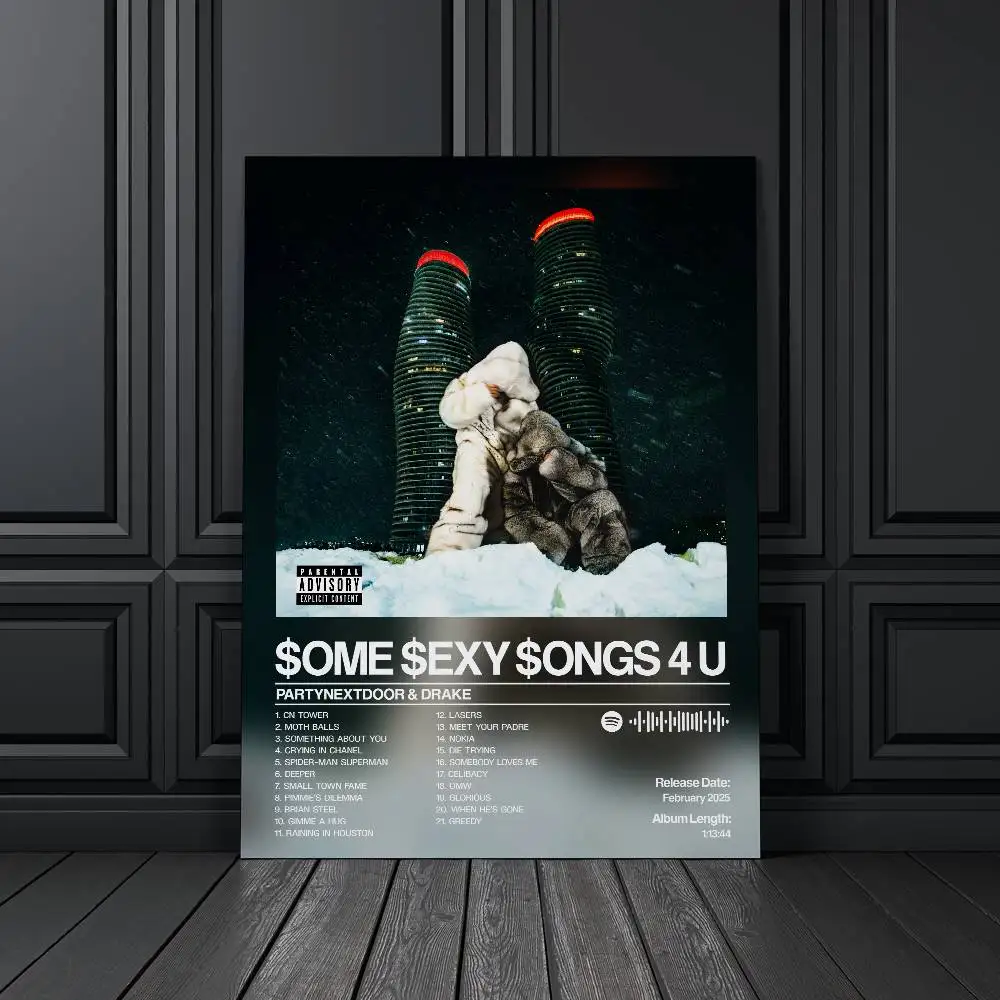 Partynextdoor Drake Ablum Poster Self-adhesive Art Waterproof Paper Sticker Coffee House Bar Room