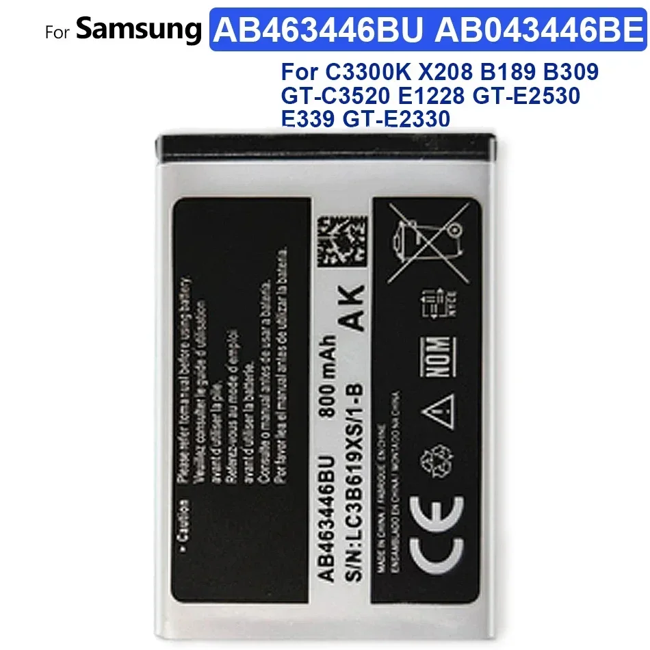 AB463446BU AB553446BU AB043446BE Battery For Samsung C3520 E1228 E2530 E339 C3300K X208 B189 B309 E2330 C5212 W559 G500 S5830